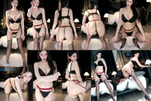 【抖音电臀奶油米】土豪大尺内衣定制热舞 模特身材 爆乳翘臀大长腿 丁字紧勒 抖臀顶胯各种诱人姿势！(1V/11分02)